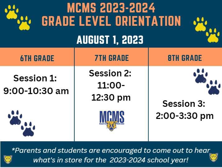  Missouri City Middle School 2023-2024 Grade Level Orientation